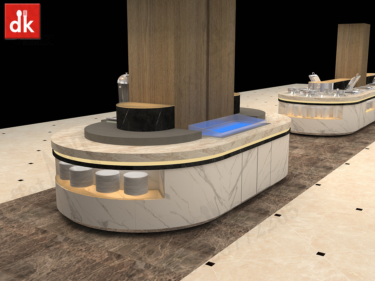 布菲台厂家 酒店自助餐台设计效果图 机关单位食堂餐台