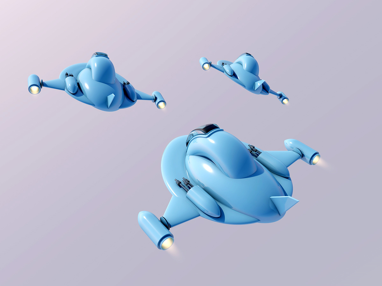 c4d建模练习-小飞机