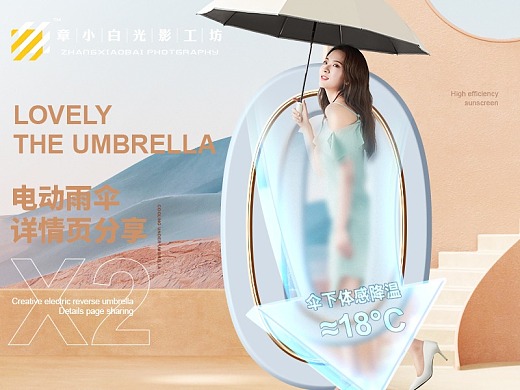 雨伞详情页设计迷你创意海报合成产品模特拍摄 章小白