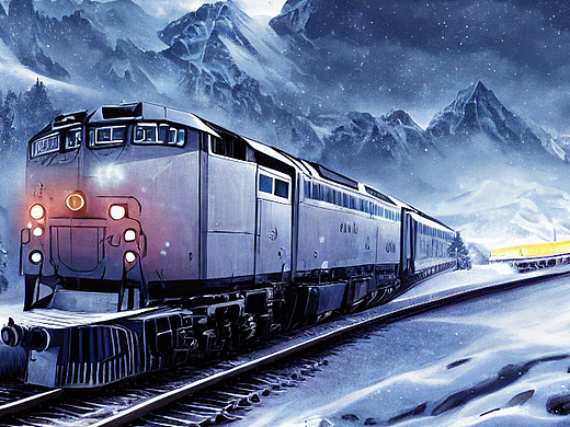 #AI創(chuàng)作實(shí)驗(yàn)室#雪山，火車（個(gè)人主頁(yè)-ZNjIzNDIwODQ=） - AI作品 - 站酷設(shè)計(jì)師尹斗斗原創(chuàng)素材 - 站酷ZCOOL