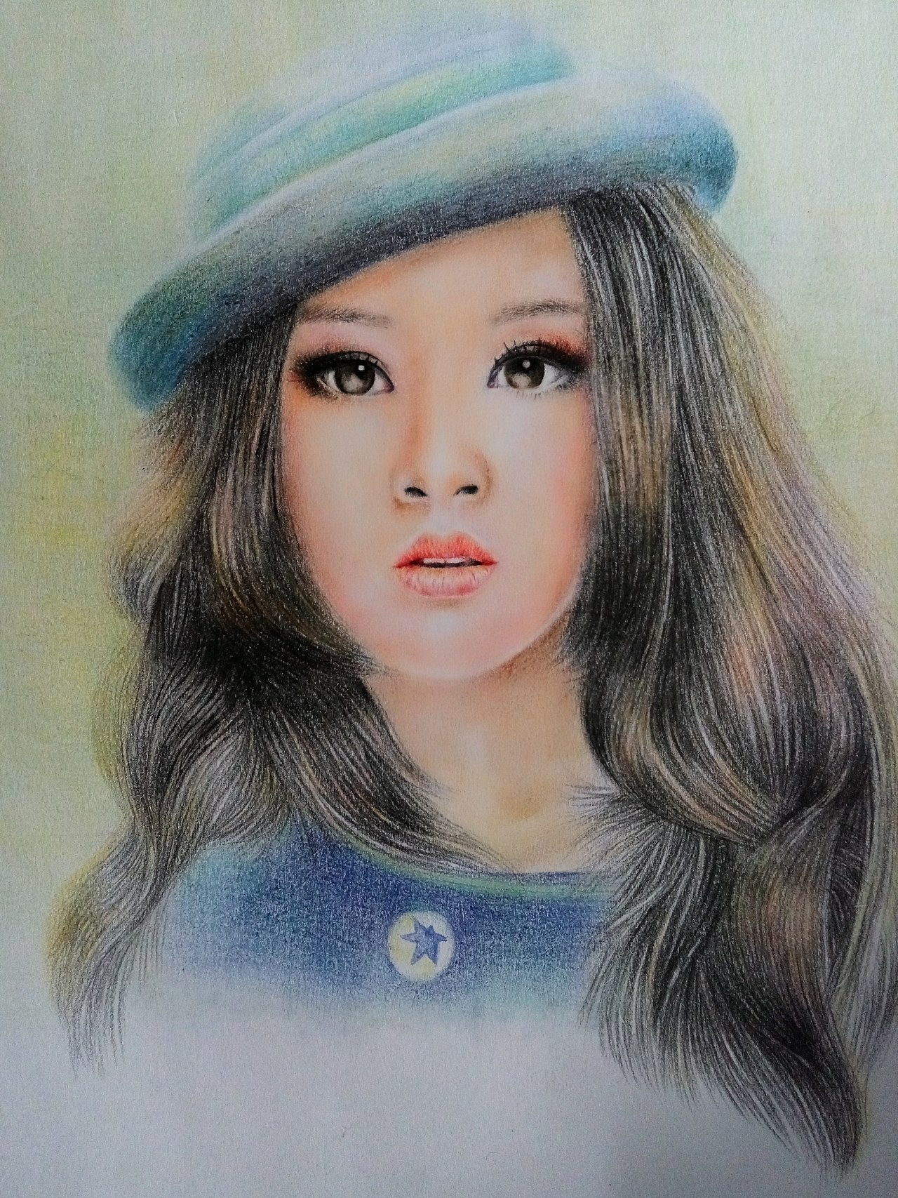 彩铅美女|纯艺术|绘画|蓝叶青雨_原创作品-站酷zcool