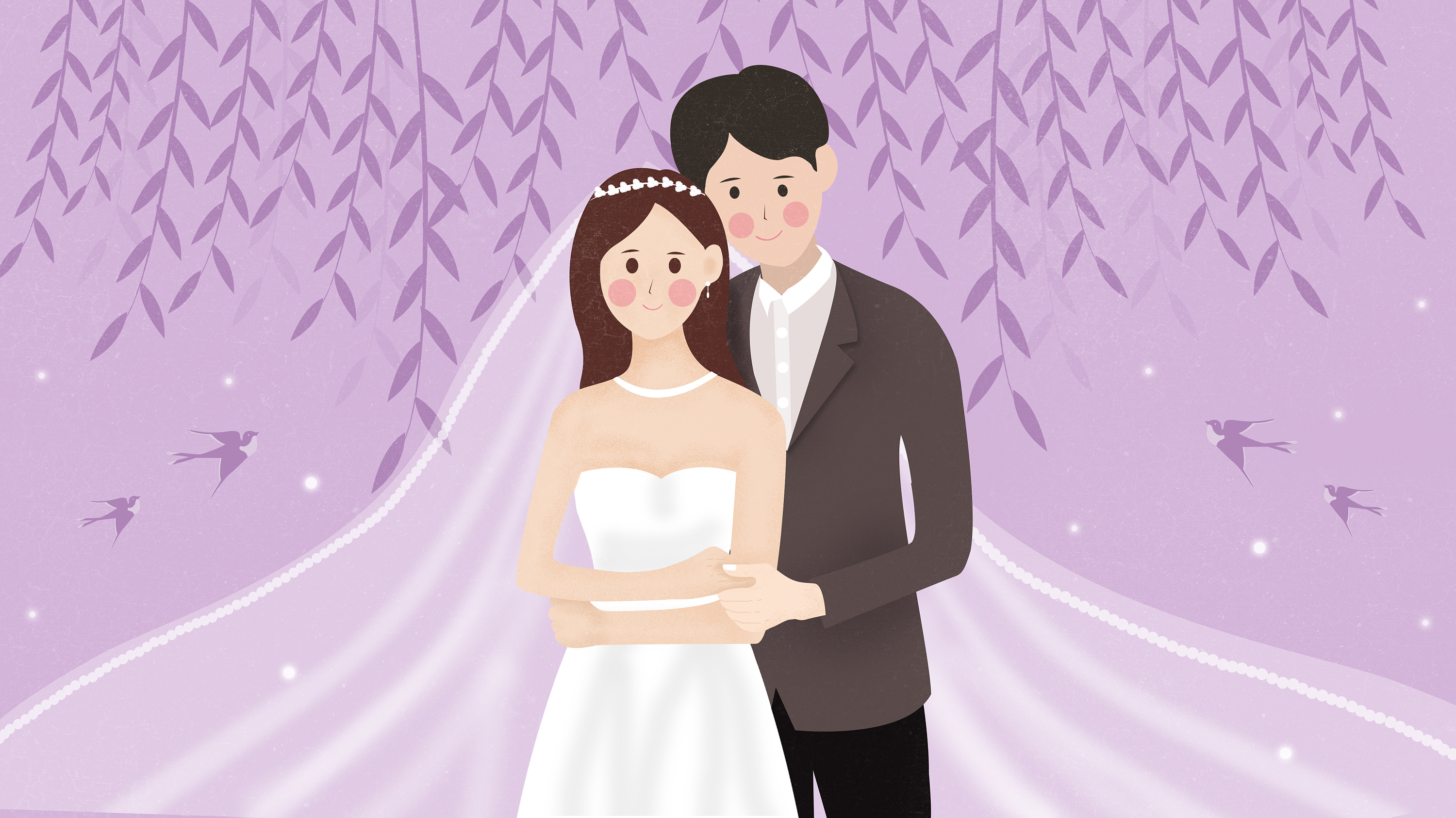 原创手绘情人节插画