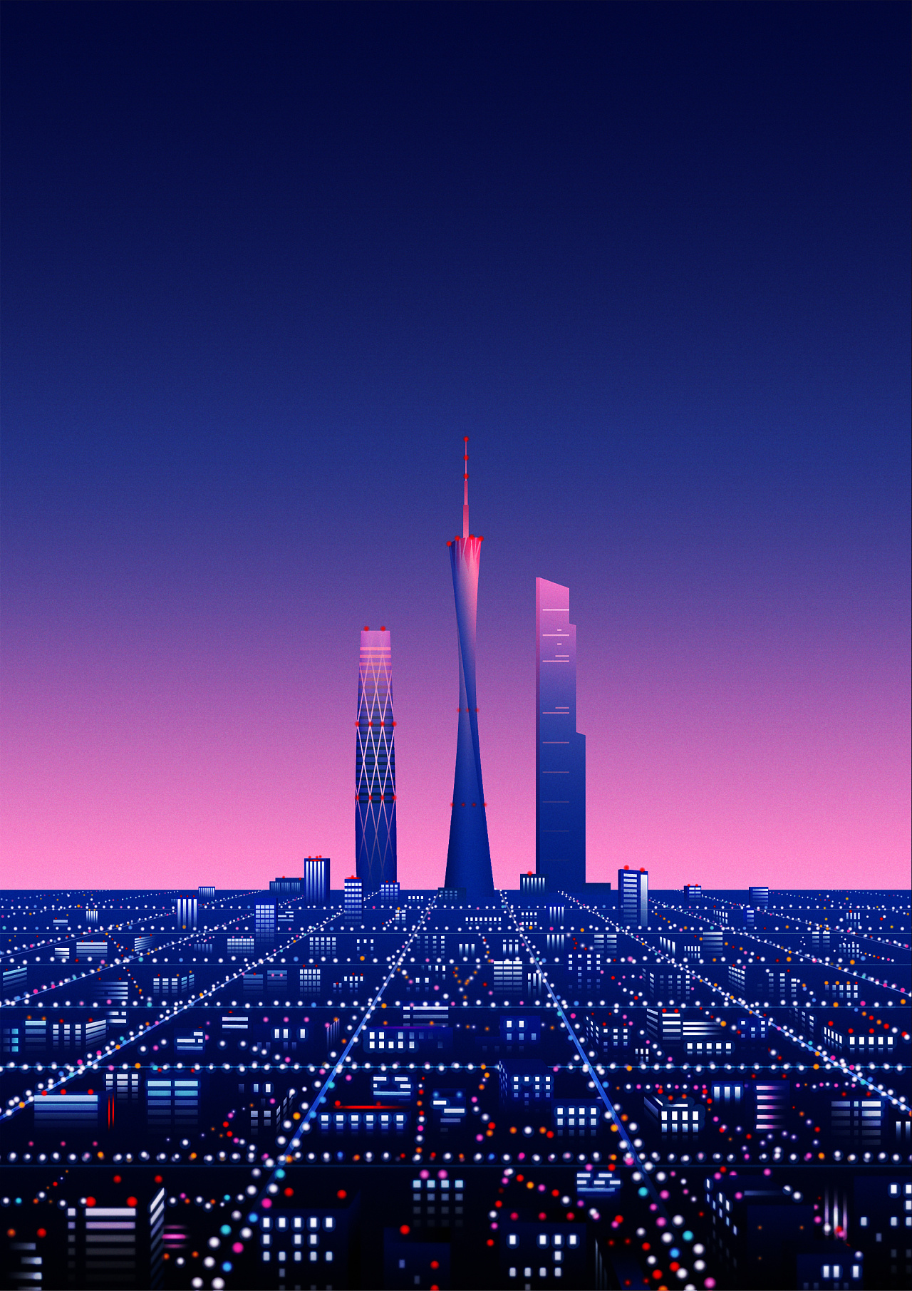 ai插画:广州citypop(二)|平面|海报|未来格 - 原