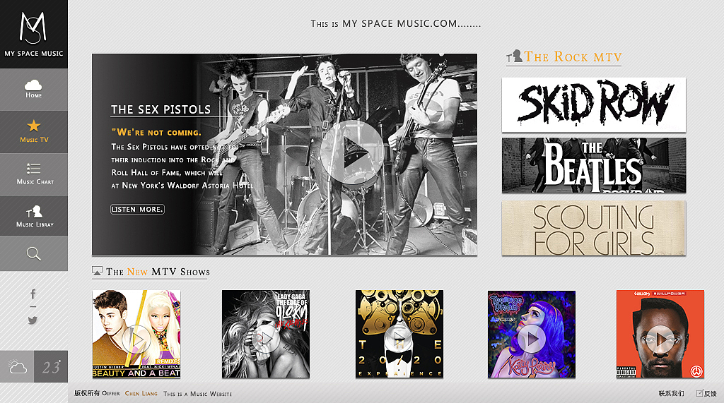 My Space 音乐网站设计（图ZMjI5OTU1Njg=） - 其他网页 - 站酷设计师小花浪的阿特原创素材 - 站酷ZCOOL