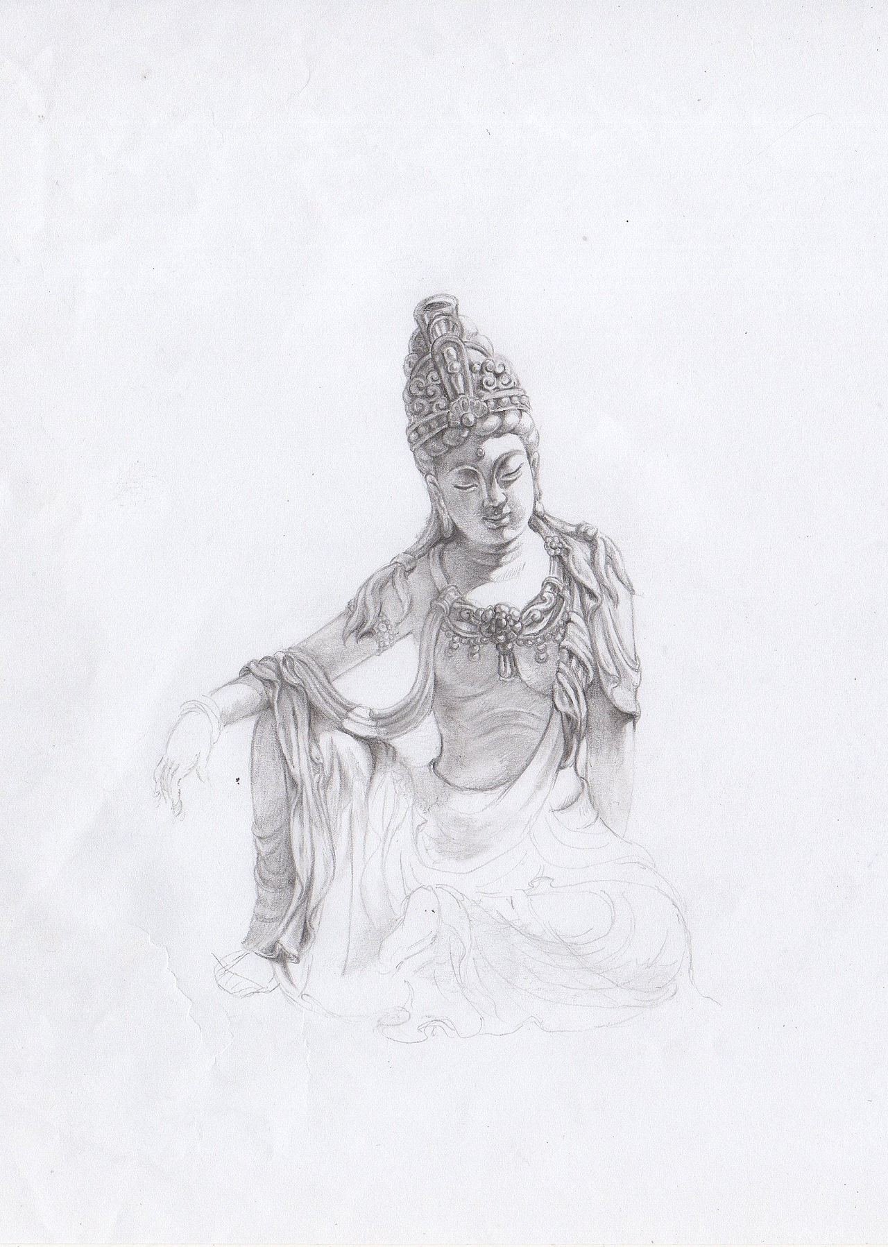 佛教题材 自在观音素描