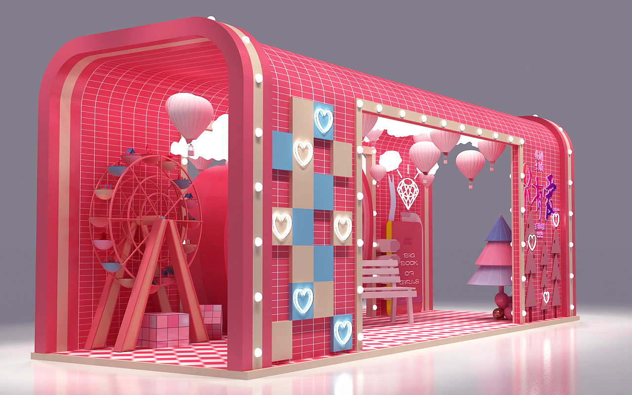 爱情恋爱主题美陈打卡点设计3d效果图