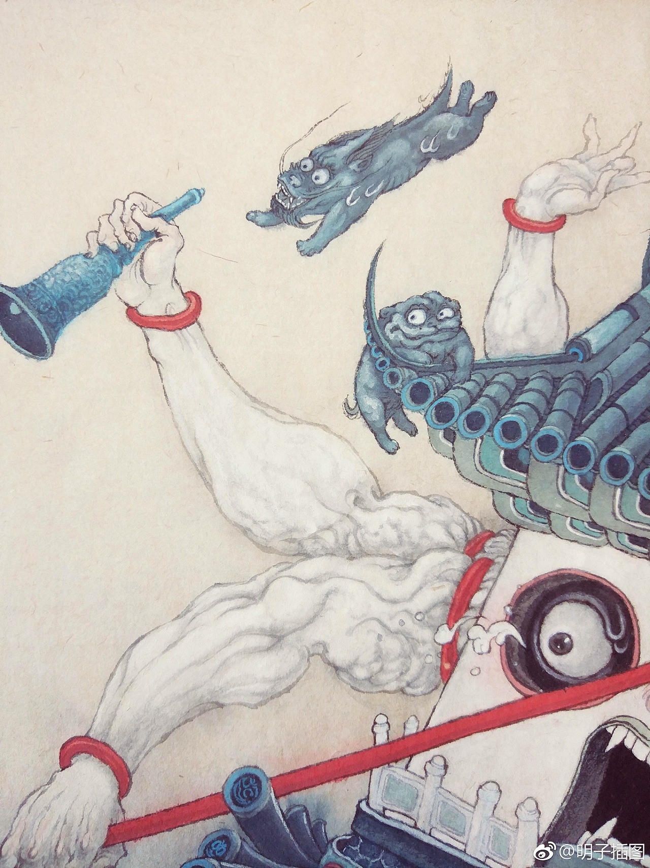 《独角戏仙图》明子 松林本是清修地 乱风拂叶亦