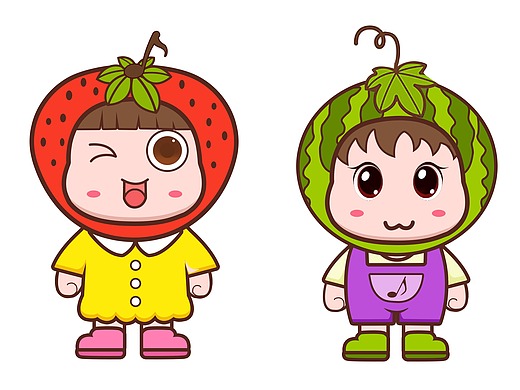 草莓/西瓜卡通吉祥物ip设计