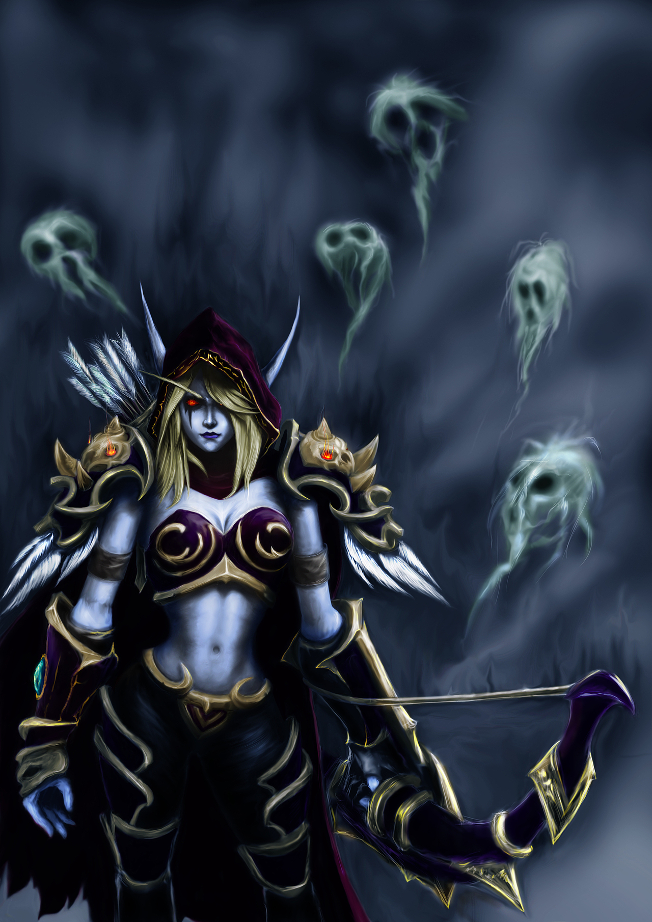 魔兽世界原画原创女妖之王希尔瓦娜斯