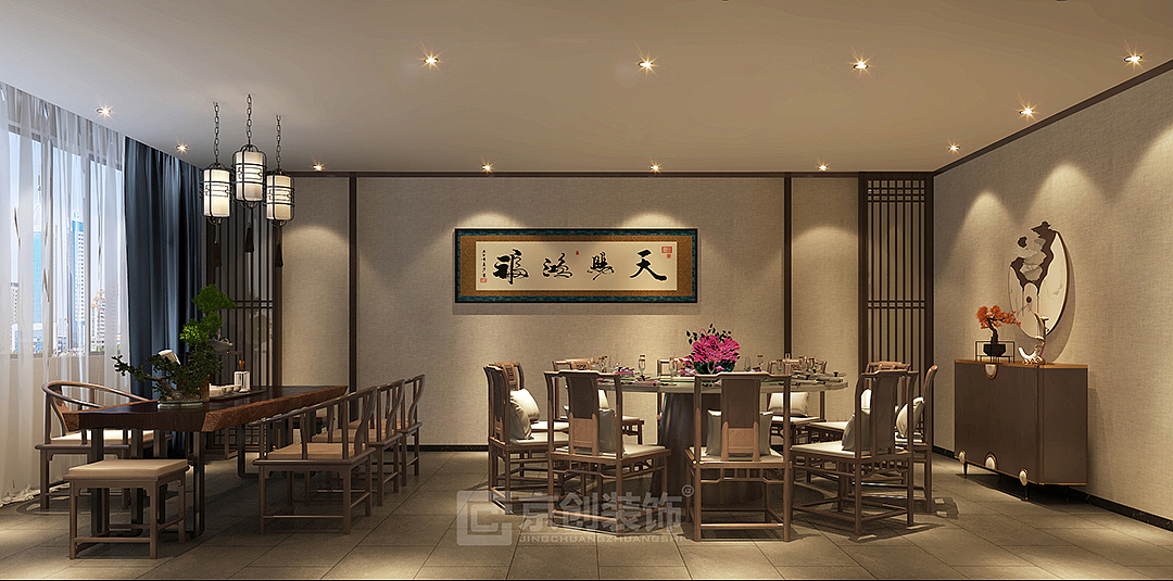 郑州中式禅意茶餐厅设计-京创装饰