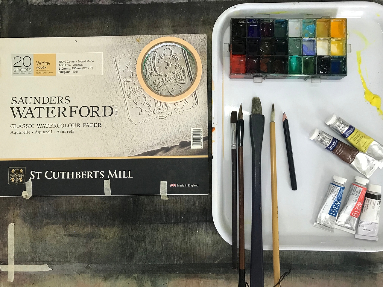 旷野黄昏水彩过程