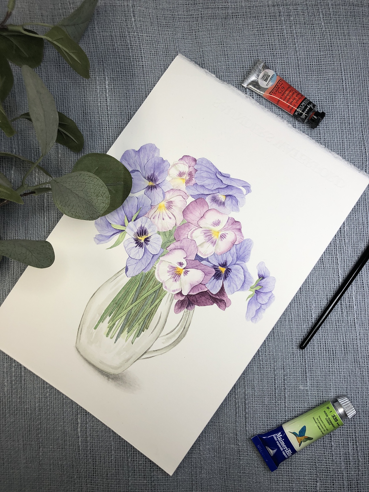 手绘水彩-各种花束花瓶花花卉