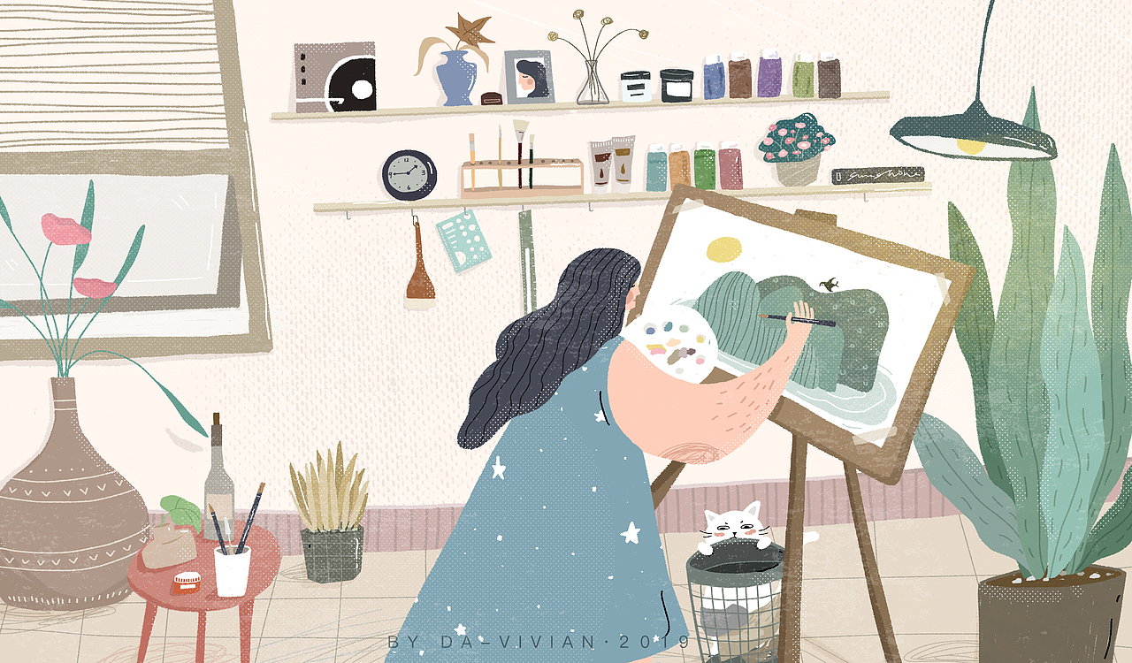 一人一猫 生活插画（图ZMTkyMTcxOTY0） - 商业插画 - 站酷设计师番茄猫vivi原创素材 - 站酷ZCOOL