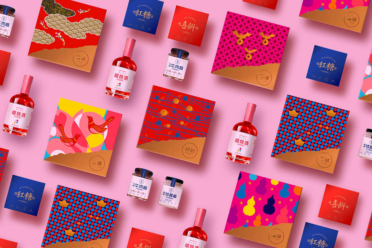 喜柿吉祥国风伴手礼（图ZMjUxNzgxNDY0） - 包装 - 站酷设计师喜柿包装实验室原创素材 - 站酷ZCOOL