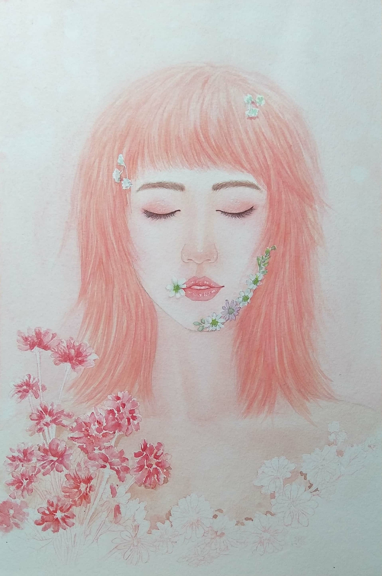 水彩手绘人物插画