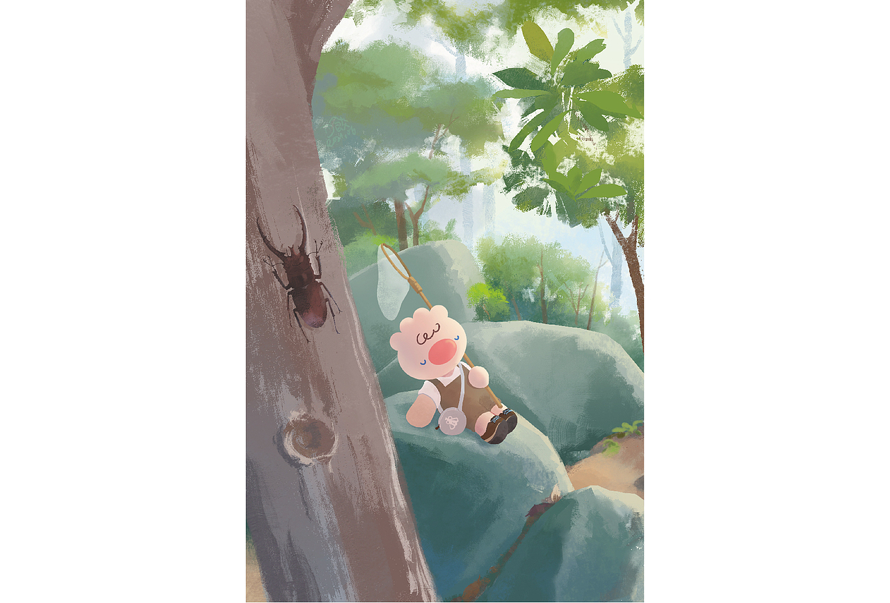 四饺插画I去公园散散步吧