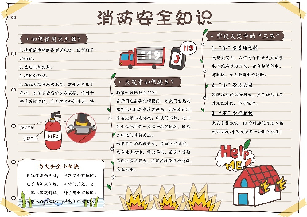 消防安全知识手抄报Word模板