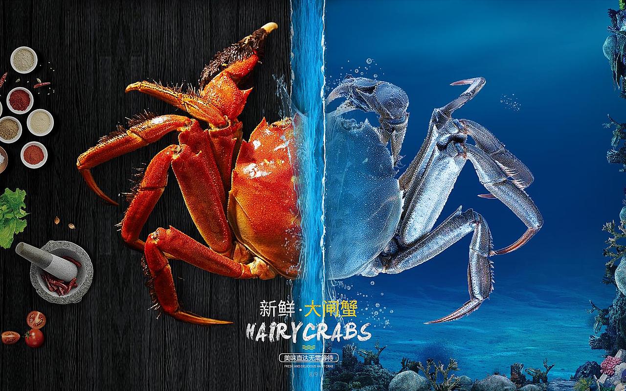 螃蟹合成海报