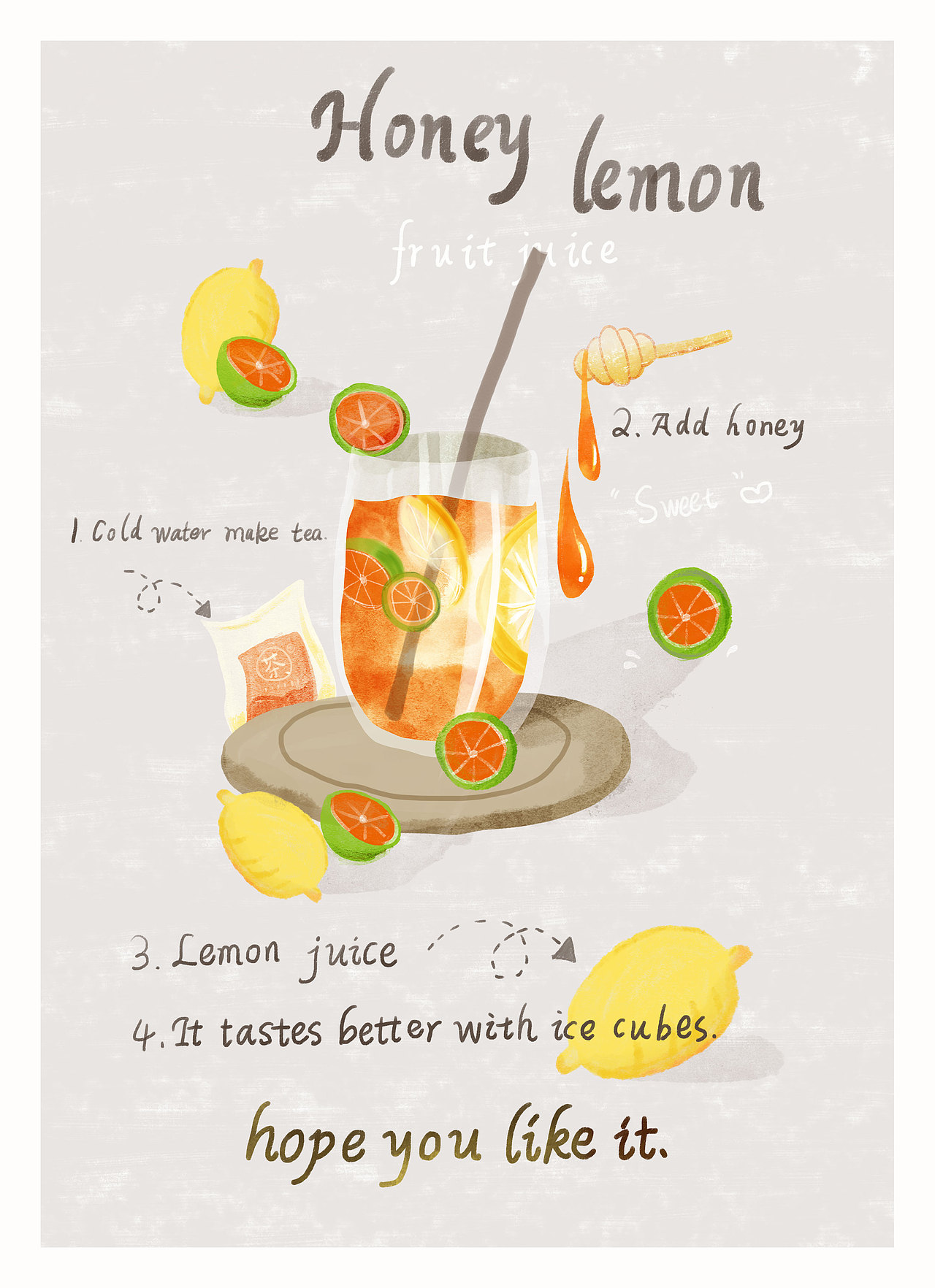 小食谱-美食插画水彩