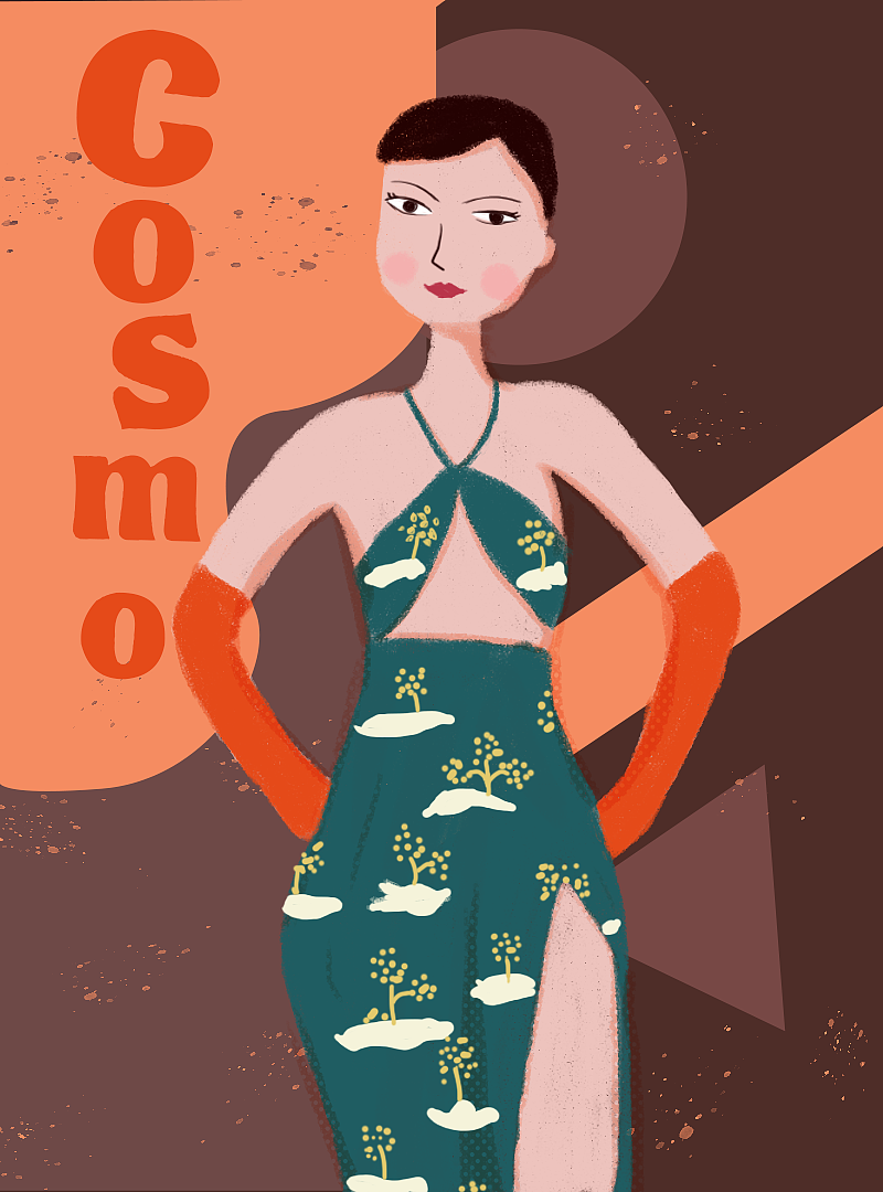 时尚杂志插画封面