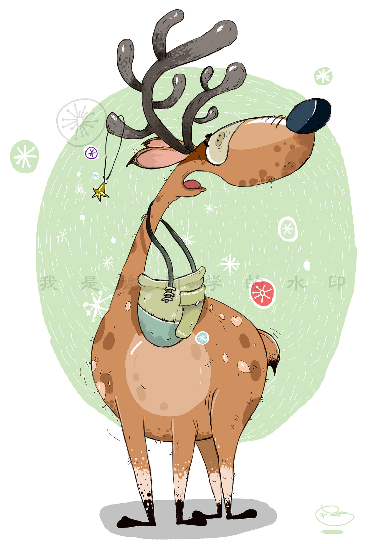 人与动物之麋鹿插画图片-千库网