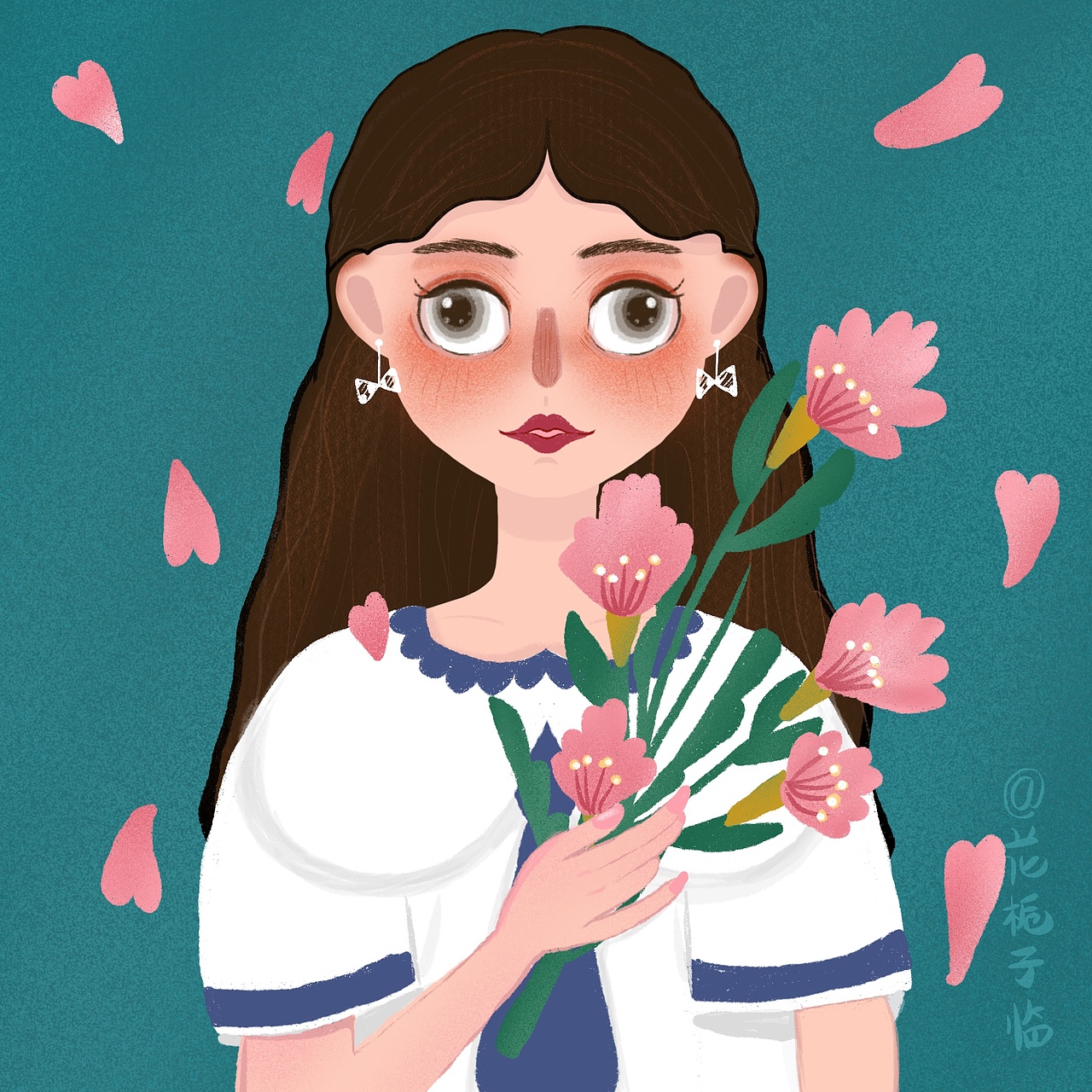 花栀子插画头像女生唯美风可爱半身