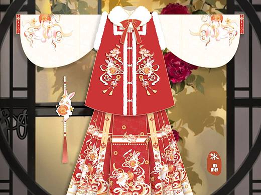汉服设计|新年战袍|萌兔送吉|明制汉服比甲马面裙