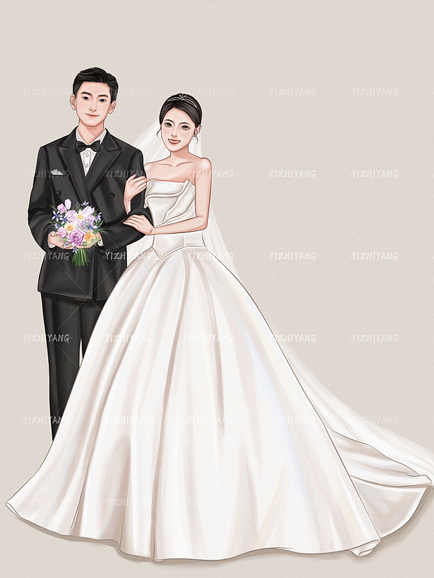 手绘婚纱照|婚礼插画