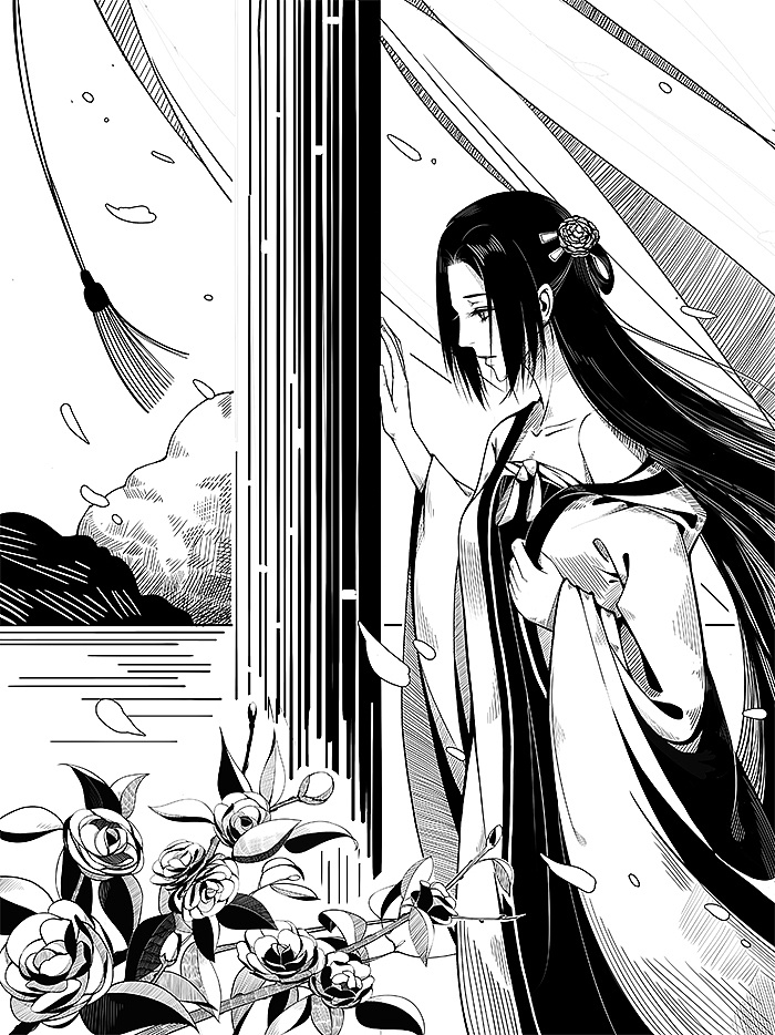 黑白古风十二花信系列(一)|插画|插画习作|焦糖君 - 原创作品 - 站酷