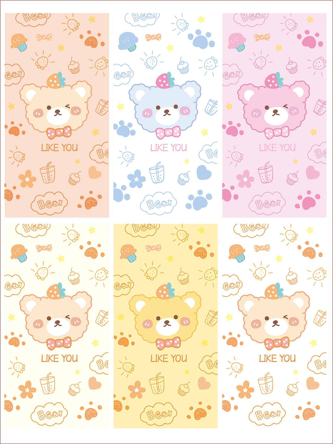 小熊卡通插画原创设计手机壳壁纸