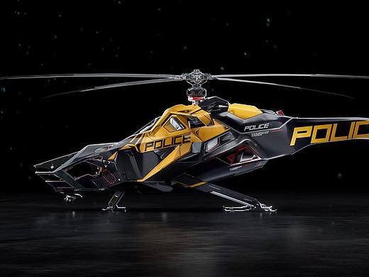 POLICE HELICOPTER-直升机渲染练习