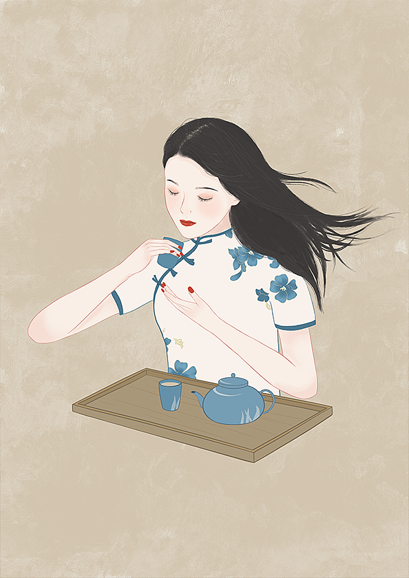 合作“胜思茶铺”插画绘制