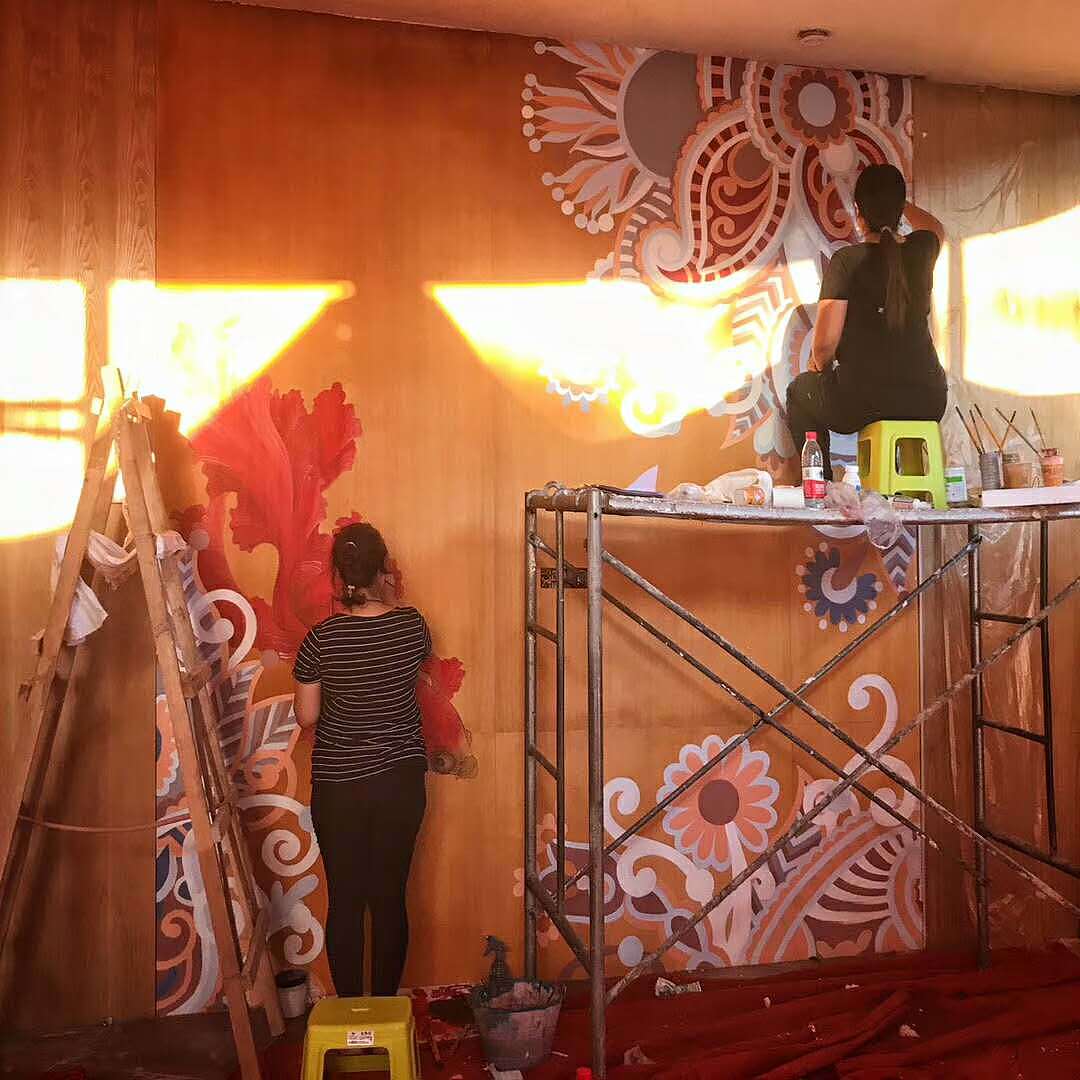 元田壁画《哪咤戏海》