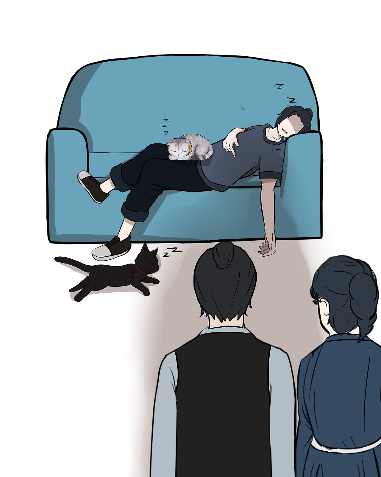 养猫不易，防火防盗防爸妈（图ZOTE0NTc3NjA=） - 商业插画 - 站酷设计师喵弄原创素材 - 站酷ZCOOL