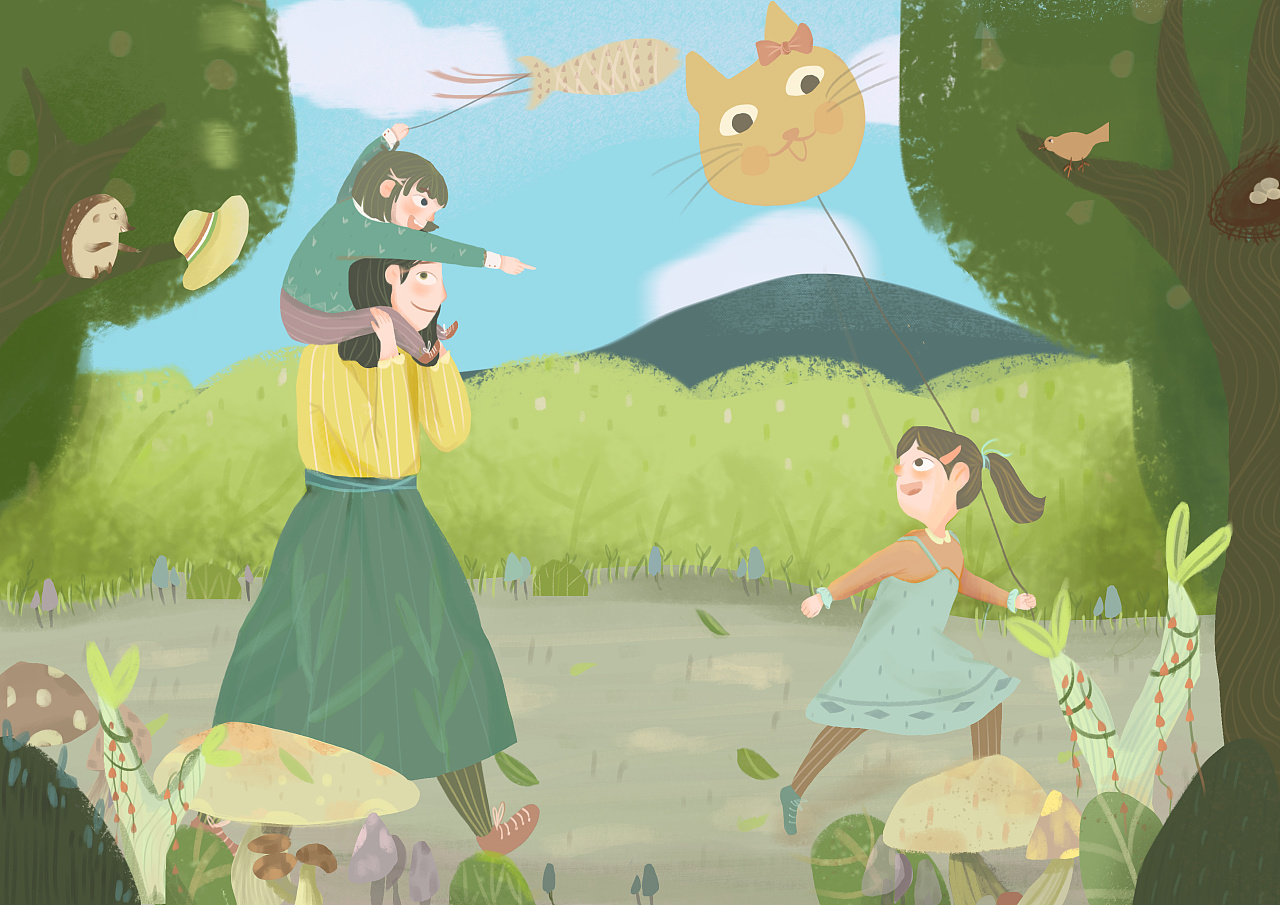 春-放风筝|插画|儿童插画|茄果儿 - 原创作品 - 站酷 (zcool)