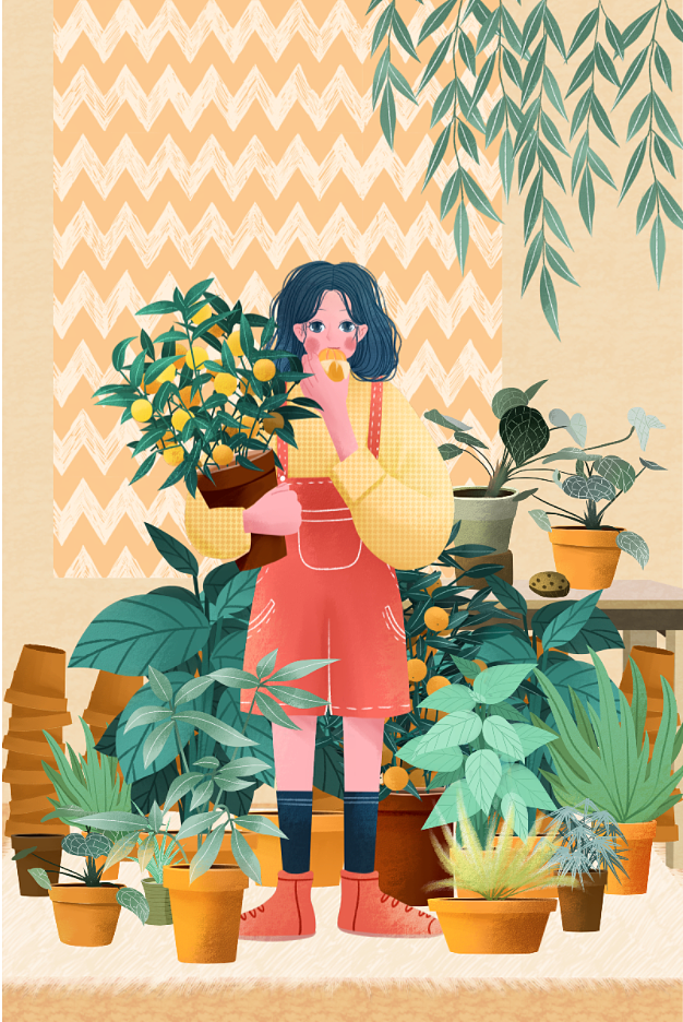 关于花的少女插画设计|治愈系插画欣赏