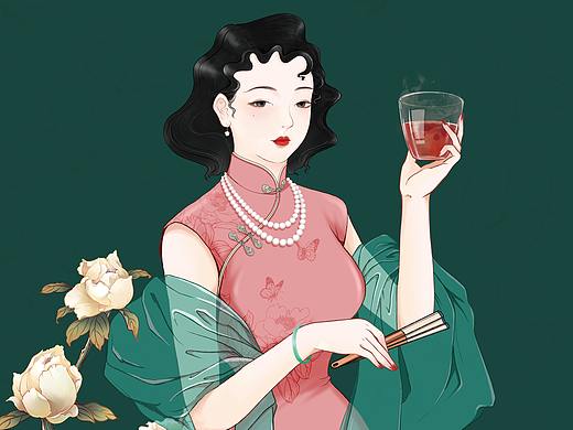 民国风茶叶包装插画设计方案