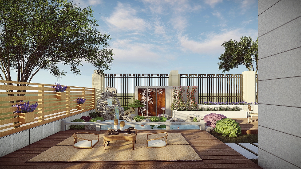 70平新中式禅意庭院设计