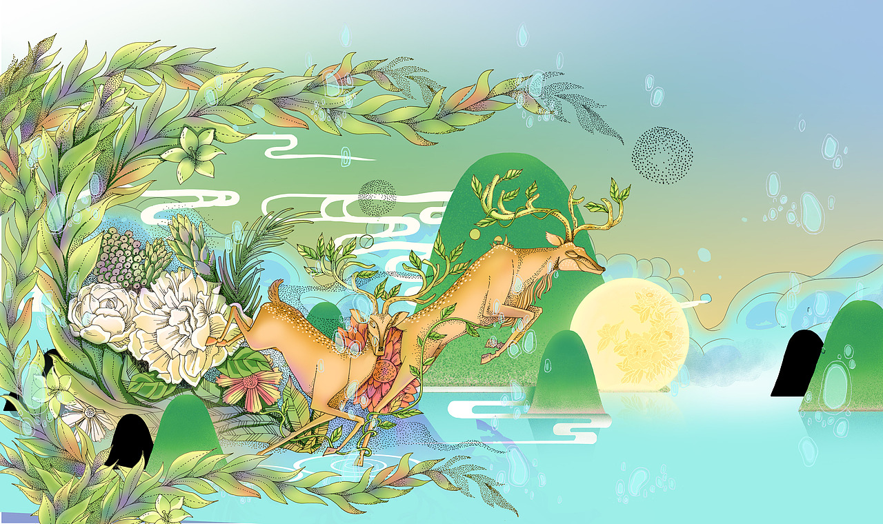山间鹿（图ZNzA4NjMyNTI=） - 商业插画 - 站酷设计师勇敢的面条原创素材 - 站酷ZCOOL