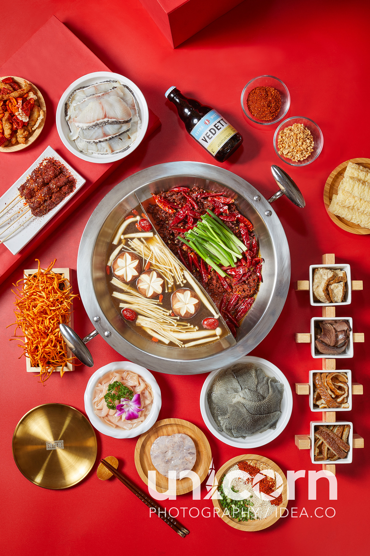 美食摄影麻辣火锅走一个禄四喜