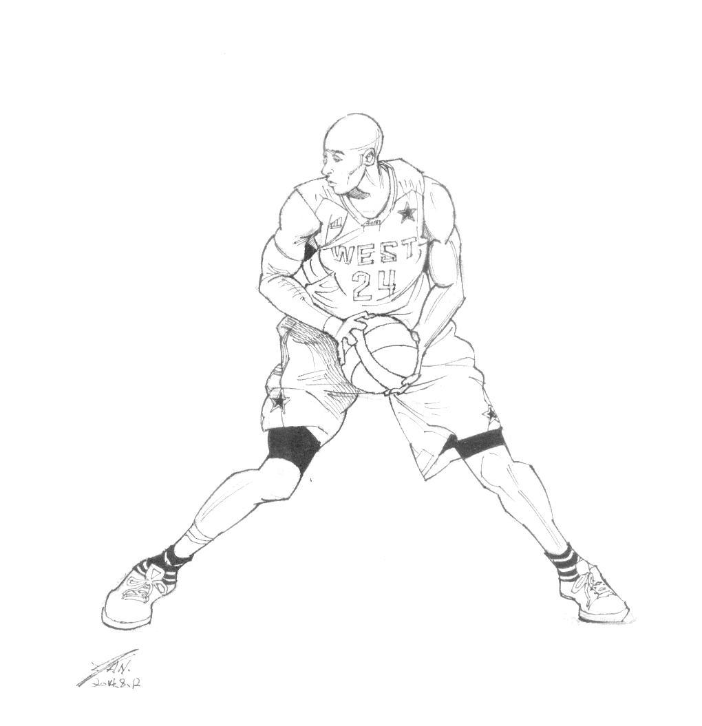 篮球人物素描画图片
