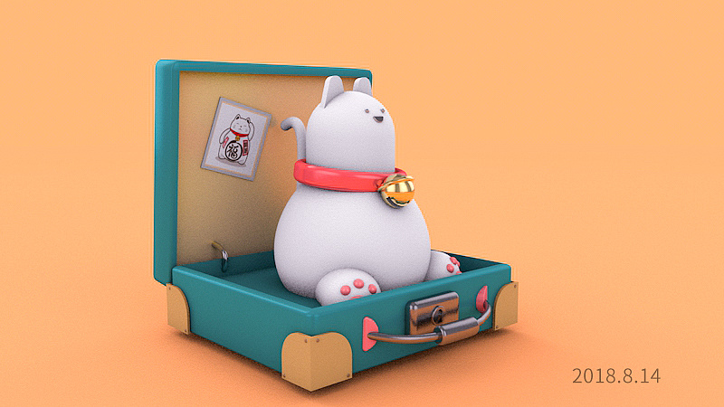 c4d练习招财猫咪