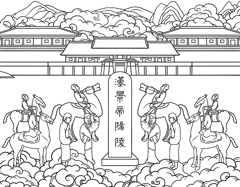 陕西汉阳陵博物馆 官方明信片 插画手绘（图ZMzY5MjMxODky） - 商业插画 - 站酷设计师挨牧西西原创素材 - 站酷ZCOOL
