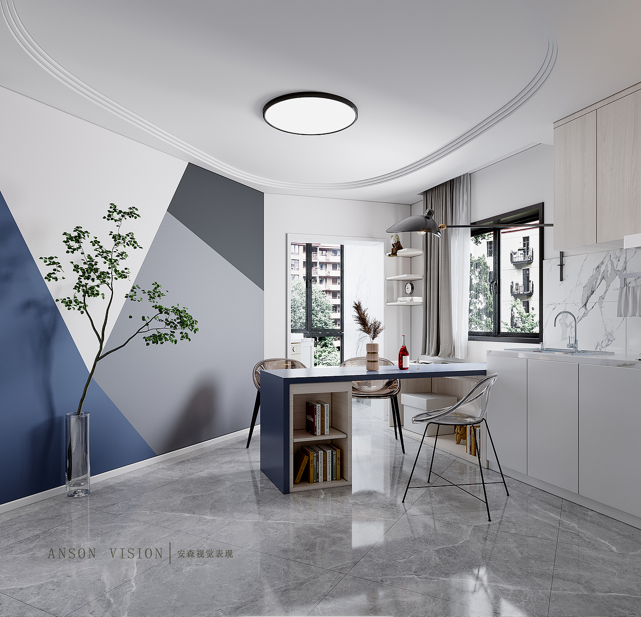 Anson︱现代小户型客餐厅卧室表现（图ZMjIxNTMzODMy） - 家装设计 - 站酷设计师Anson安森视觉原创素材 - 站酷ZCOOL