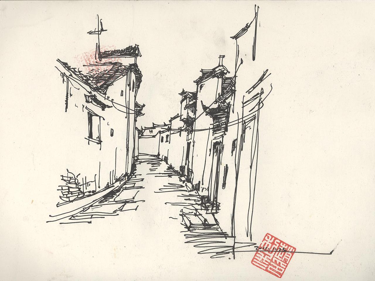 安徽徽州的速写写生11年10月份