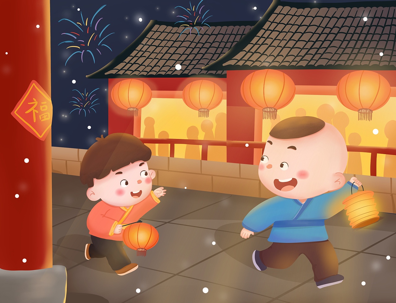 中国传统节日故事绘本-元宵节|插画|儿童插画|一颗豌豆蓝 - 原创作品 - 站酷 (ZCOOL)