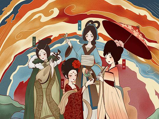 四大美女商业插画