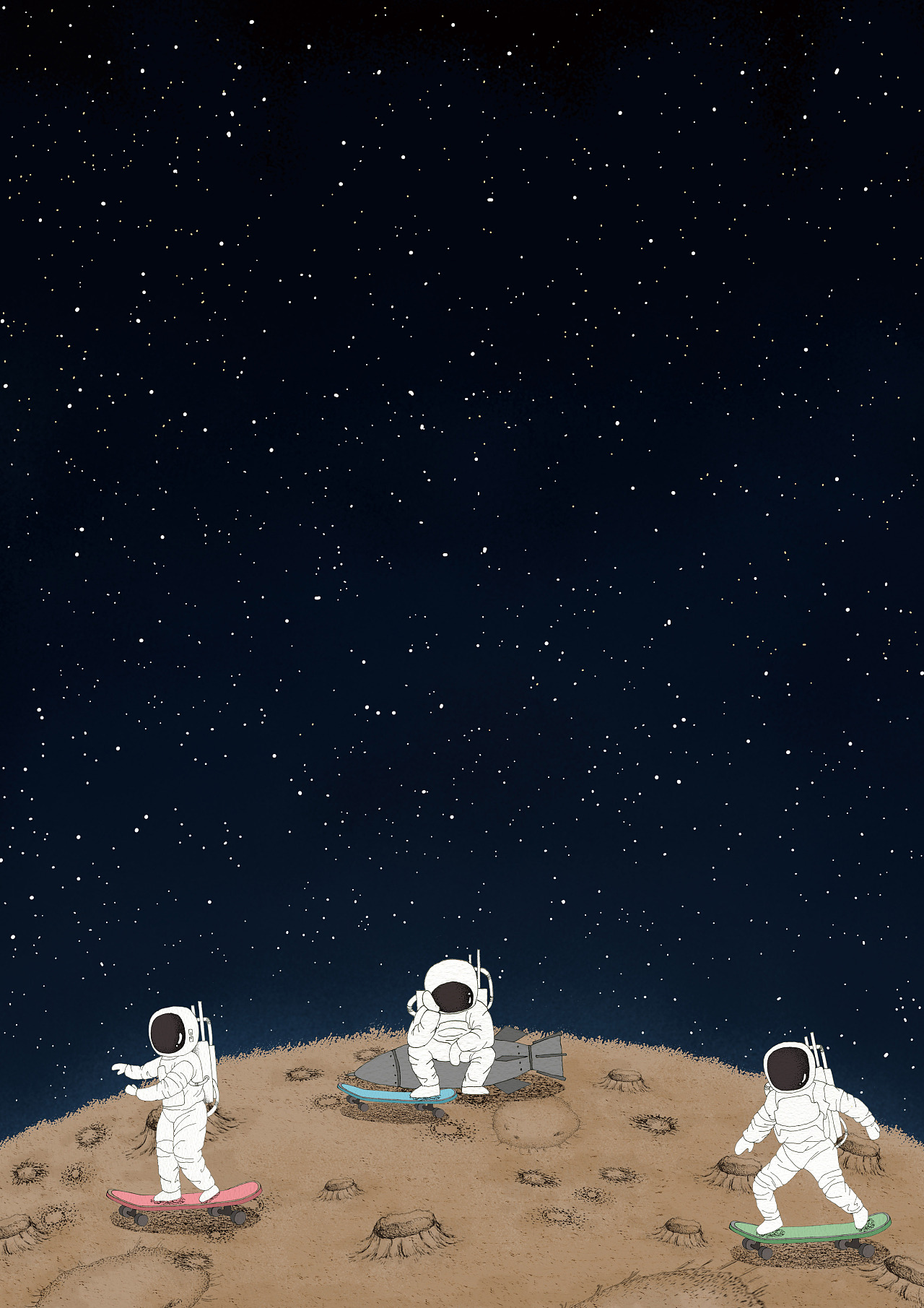 卡通扁平航天日宇航员太空月球卡通人物插画图片-千库网