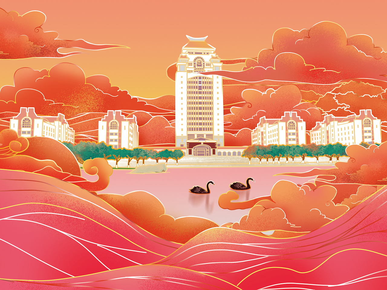 水彩建筑风景之“彩色厦门”|插画|商业插画|含橙 - 原创作品 - 站酷 (ZCOOL)