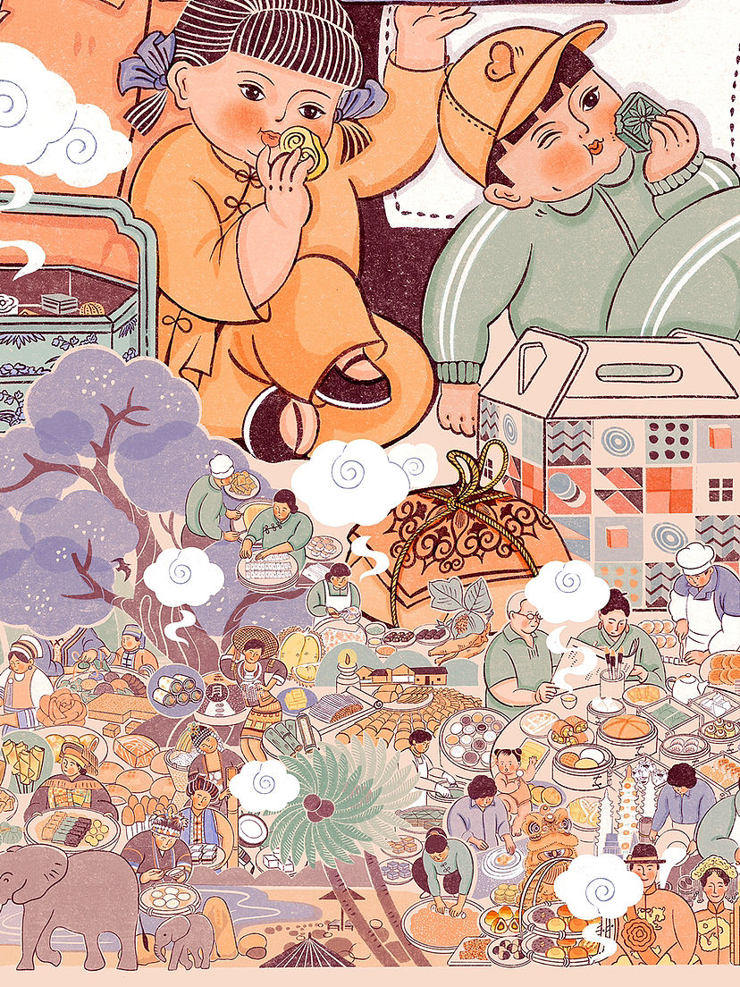 点点心意暖九州——中华传统糕点掠影（图ZMzY5MTkzMzYw） - 艺术插画 - 站酷设计师邵小花卷原创素材 - 站酷ZCOOL